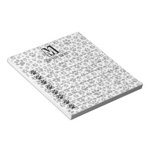 Bloc-note Dog Paws Black and White Polka Dot Notepad