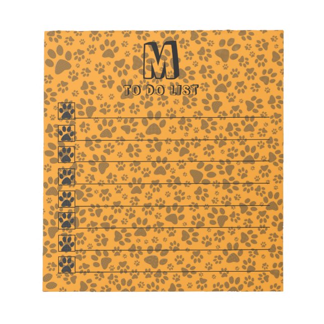 Bloc-note Dog Paws Black & White Polka Dot on dahlia orange (Devant)