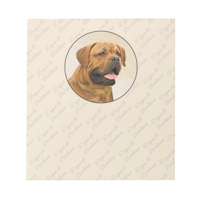 Bloc-note Dogue de Bordeaux Peinture - Cute Original Chien A (Devant)