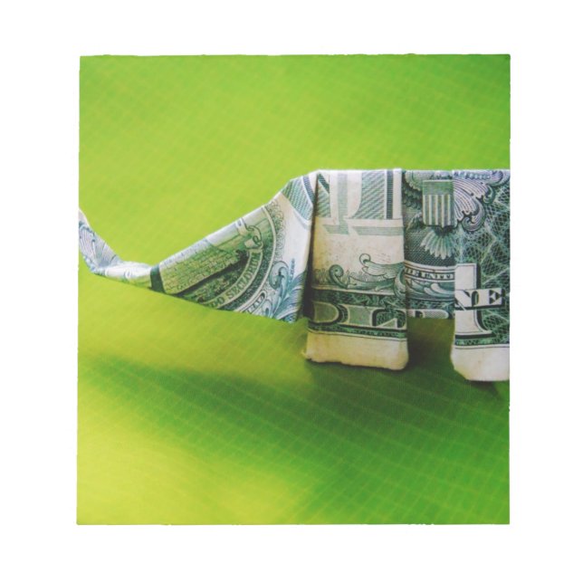 Bloc-note Dollar facture origami éléphant sur arrière - plan (Devant)
