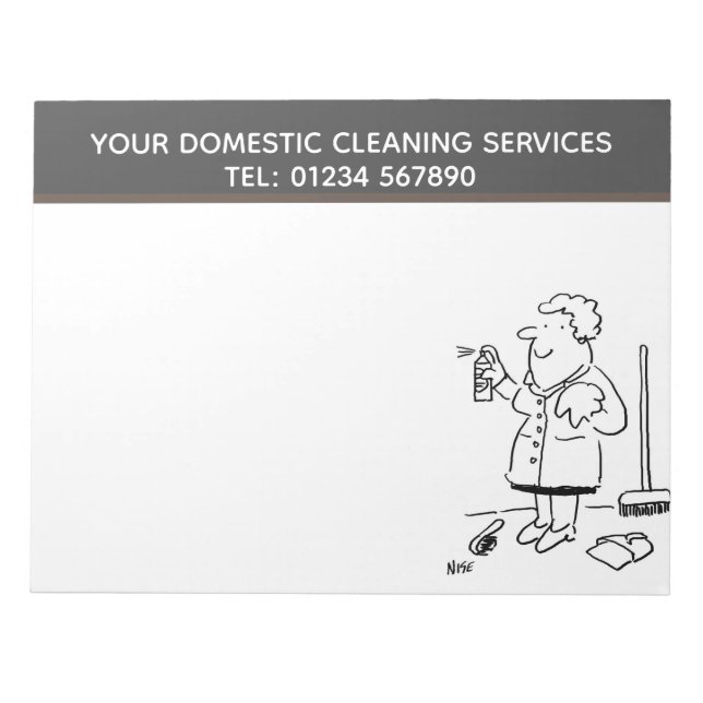 Bloc-note Domestic Cleaning Services Cartoon to Personalise  (Devant)