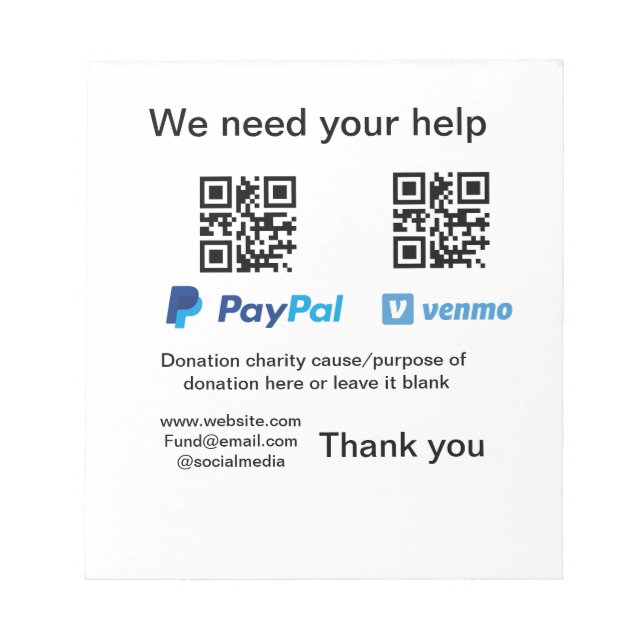 Bloc-note Donation Collection conseil pot ajouter votre q r  (Devant)