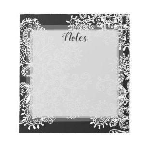 Bloc-note Doodle de fleurs Mandala noir et blanc dessiné à l