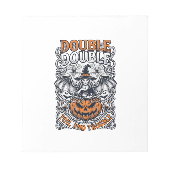 Bloc-note Double peine Malheur Sorcière Citrouille Halloween (Devant)