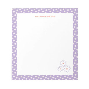 Bloc-note Doux Blancs Motif Floral Personnalisé