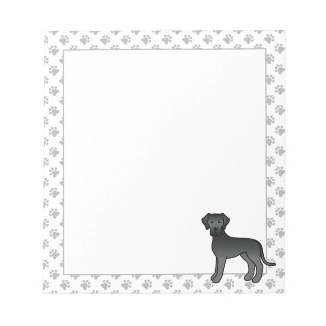 Bloc-note Doux chien de dessin animé Grand Danois noir (Devant)