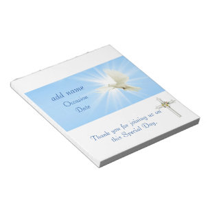 Bloc-note Dove Confirmation, Baptism Candy Bar Wrapper Favor