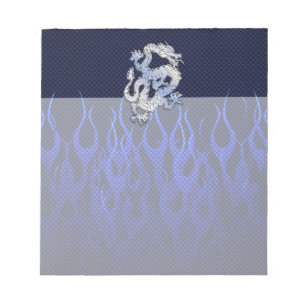 Bloc-note Dragon au Chrome comme les styles bleus de fibre d