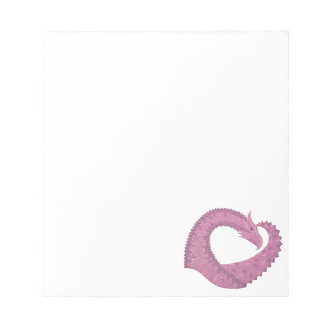 Bloc-note Dragon cardiaque mauve sur blanc (Devant)