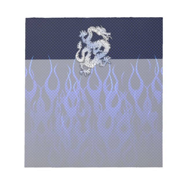 Bloc-note Dragon dans Chrome comme bleu Carbon Fiber Styles (Devant)