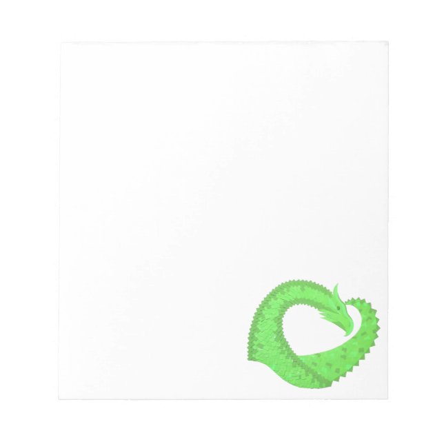 Bloc-note Dragon de coeur vert citron blanc (Devant)