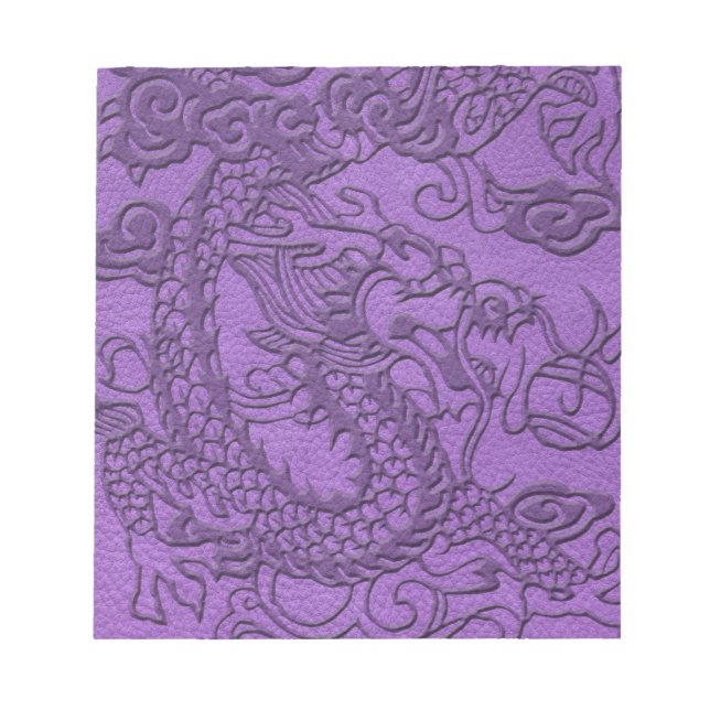 Bloc-note Dragon incorporé sur papier en cuir violet (Devant)