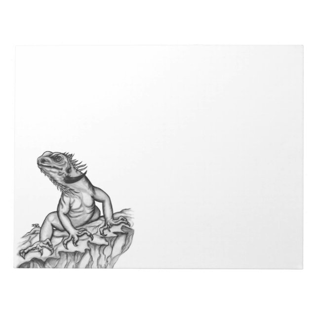 Bloc-note Dragon sur le Rocher, design noir et blanc (Devant)