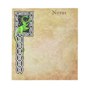 Bloc-note Dragon Vert Avec Bordure Céleste