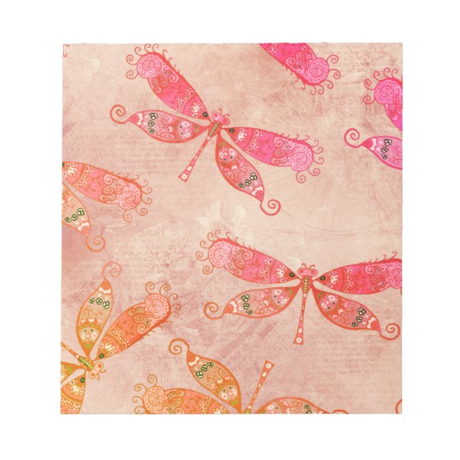 Bloc-note Dragonflies Boho en rose (Devant)