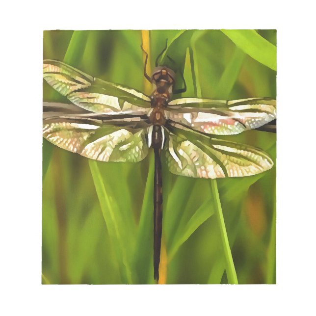 Bloc-note Dragonfly Artistique En Brown Et Jaune Sur Vert (Devant)