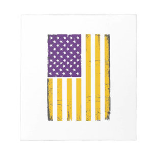 Bloc-note Drapeau américain violet et or en détresse Vecteur