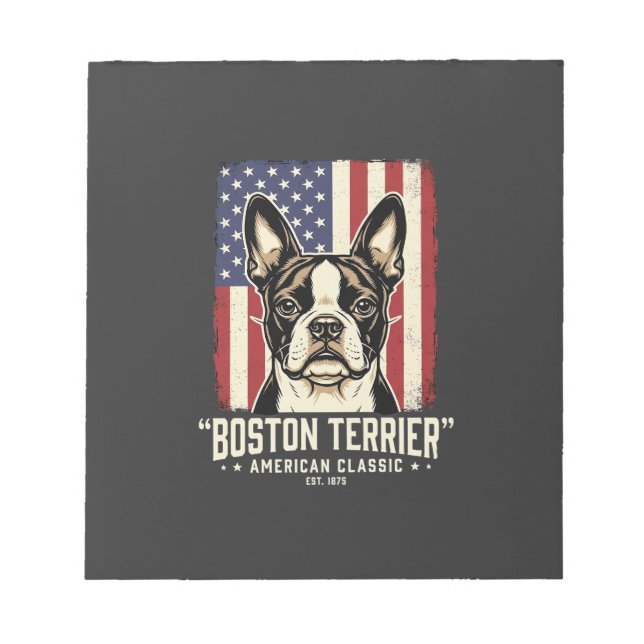 Bloc-note Drapeau Classique Américain Boston Terrier (Devant)