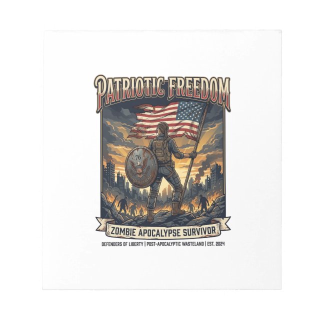 Bloc-note Drapeau de rouille patriotique Survivant Apocalyps (Devant)