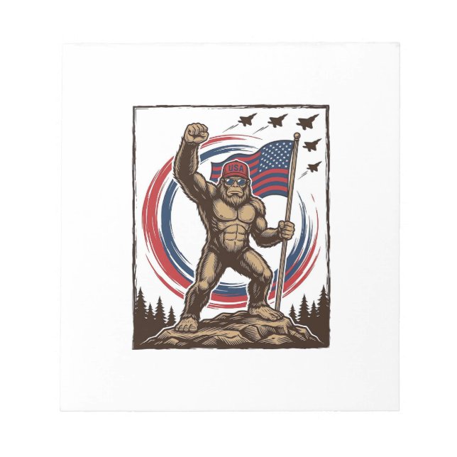 Bloc-note Drapeau de Sasquatch patriotique vintage (Devant)