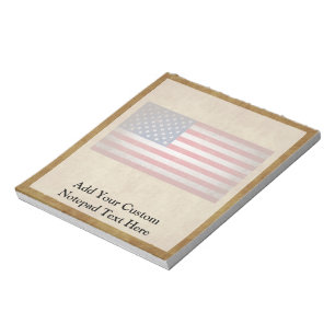 Bloc-note Drapeau vintage américain avec texte personnalisé