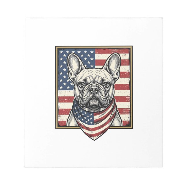 Bloc-note Drapeau vintage patriotique Bouledogue français (Devant)