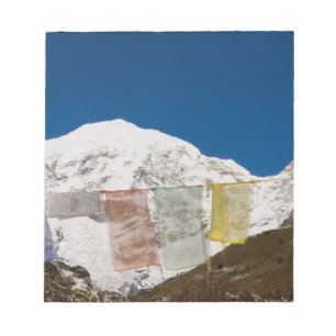 Bloc-note Drapeaux de prière et mont Jhomolhari, Bhoutan.