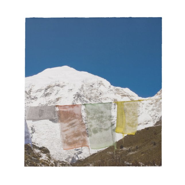 Bloc-note Drapeaux de prière et mont Jhomolhari, Bhoutan. (Devant)