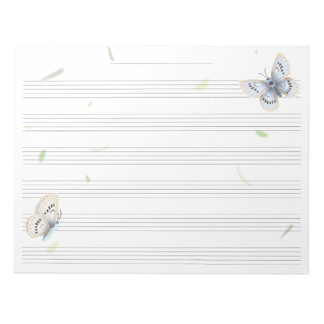 Bloc-note Dreamy Butterflies Musique Manuscrit Papier Musici (Devant)