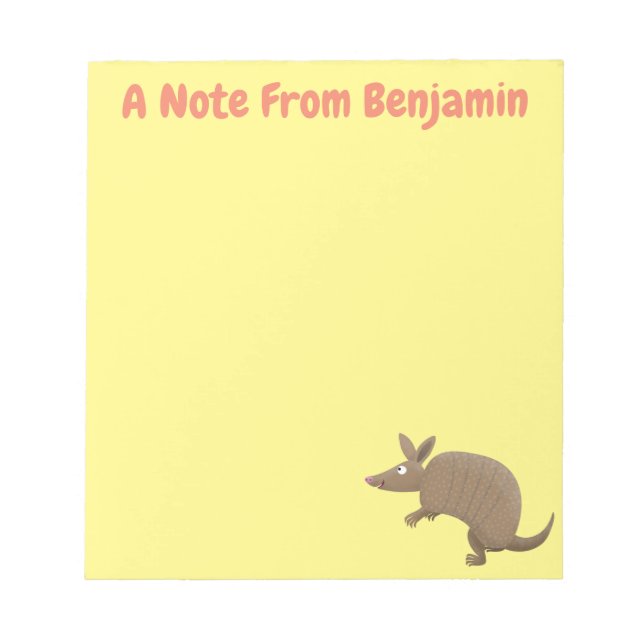 Bloc-note Drôle armadillo joyeux dessin animé (Devant)