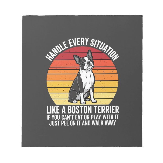 Bloc-note Drôle attitude de Boston Terrier Rétro (Devant)