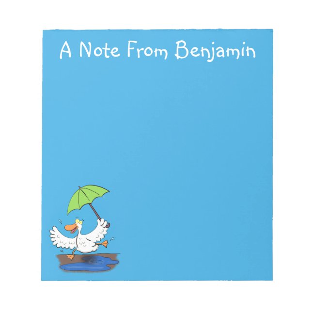 Bloc-note Drôle canard avec parapluie dessin animé (Devant)