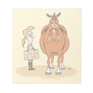 Bloc-note Drôle Cartoon Gras Cheval Femme Travaillera Pour L