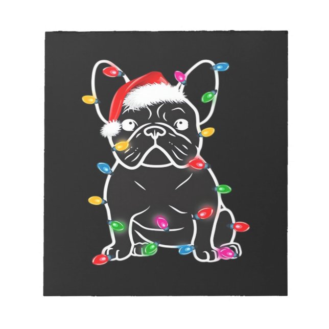 Bloc-note Drôle de chien Bouledogue français arbre de Noël l (Devant)