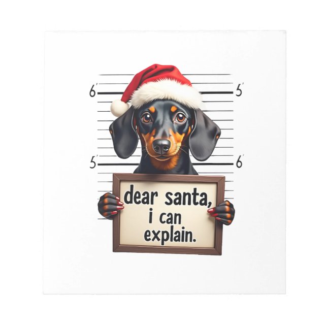 Bloc-note Drôle de Dachshund Noël Cher Santa Je peux expliqu (Devant)