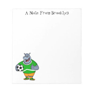 Bloc-note Drôle de joueur de football hippo dessin humoristi