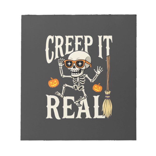 Bloc-note Drôle de squelette dansant Halloween Creep It Real (Devant)