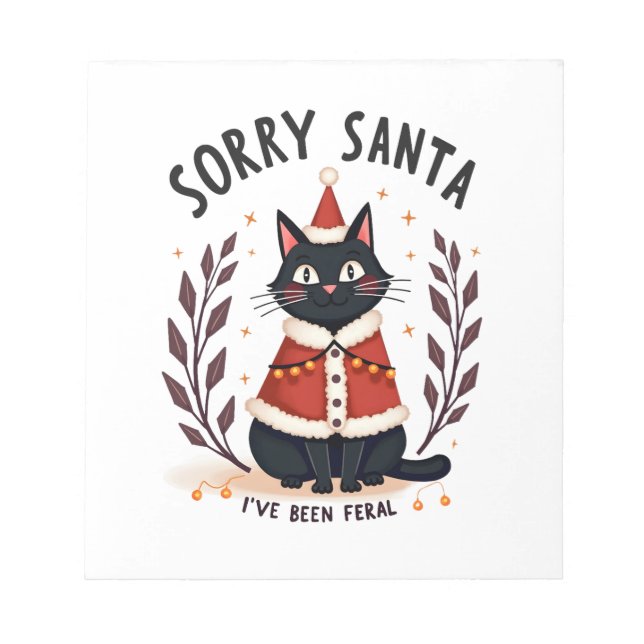 Bloc-note Drôle Désolé Santa j'ai été férocé Chat noir Noël (Devant)