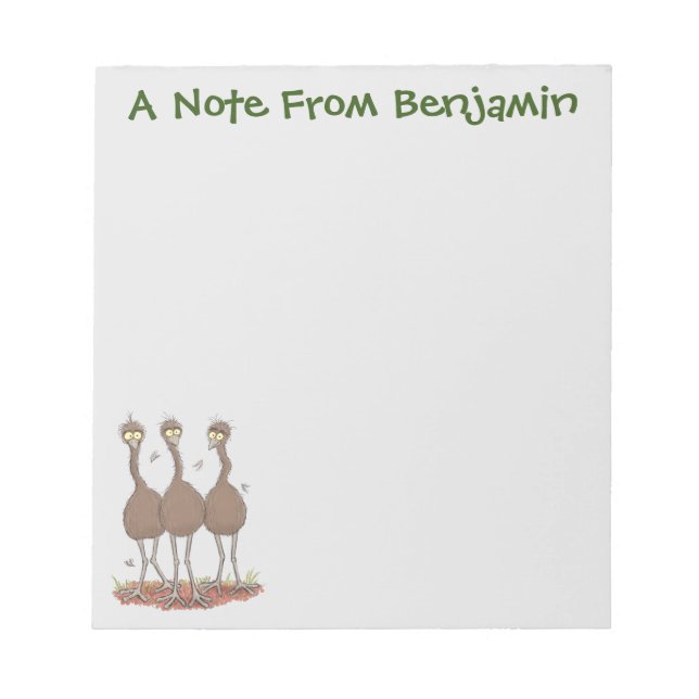 Bloc-note Drôle dessin animé du trio australien emu (Devant)