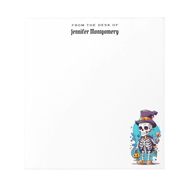 Bloc-note Drôle Halloween Squelette portant Top Hat (Devant)
