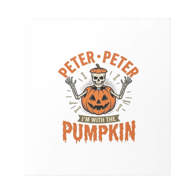 Bloc-note Drôle Peter Peter Citrouille Halloween Squelette C (Devant)