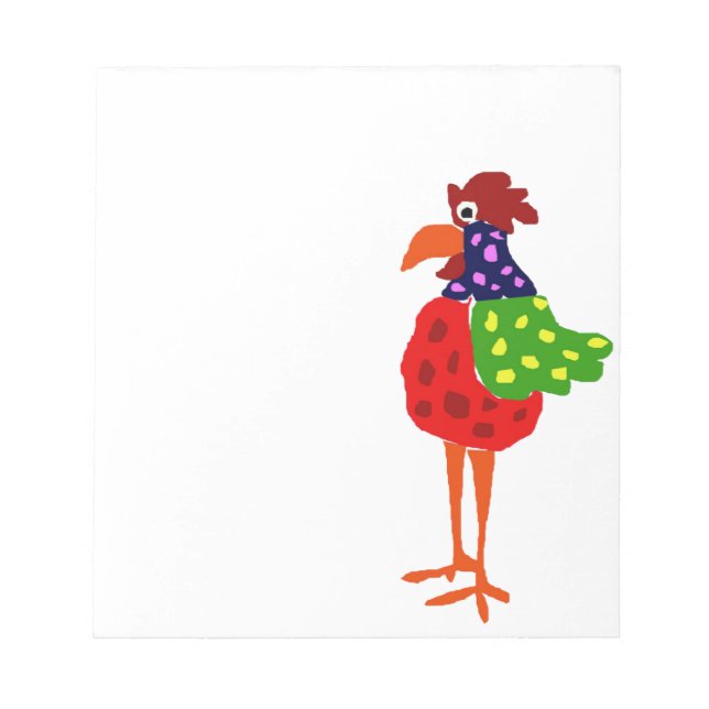 Bloc-note Drôle Rooster Folk Art Design (Devant)