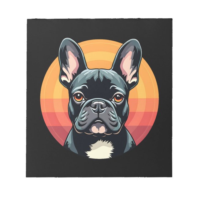 Bloc-note Drôles de vêtements tenues rétro bouledogue frança (Devant)