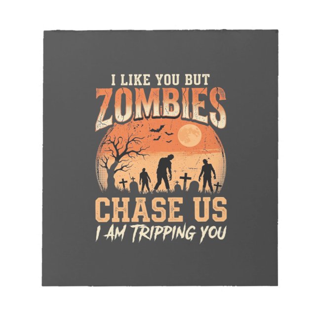 Bloc-note Drôles de Zombies Halloween Nous Pourchassent Desi (Devant)