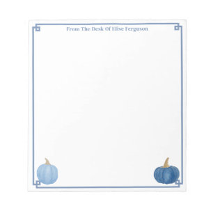 Bloc-note Du Bureau De Citrouille Bleu Et Blanc Classique