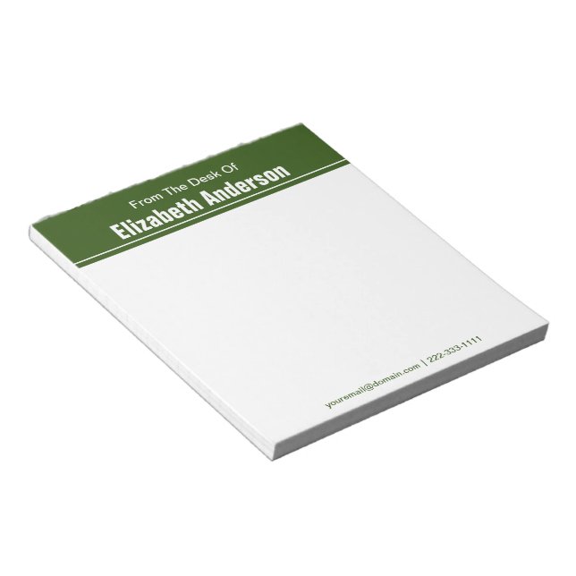 Bloc-note Du bureau de la forêt vert et blanc (Incliné)