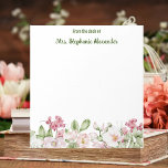 Bloc-note Du Bureau De L'Élégante Aquarelle Florale Rose<br><div class="desc">Ce bloc-notes floral présente une illustration élégante d'aquarelle avec de jolies fleurs roses et des feuilles verts. "From the desk of" et nom de texte de script personnalisé en haut ajoutent à l'aspect professionnel de ce bloc-notes botanique féminin. Parfait pour une classe d'enseignant ou un bureau de femme. Des articles...</div>