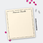 Bloc-note Du Bureau De L'Élégante Crème Minimaliste<br><div class="desc">Mettez à niveau votre bureau avec notre Bloc-notes de créme minimaliste du bureau d'élégance! Conçu avec simplicité,  ce bloc-notes est à la fois fonctionnel et chic. Personnalisé avec votre nom,  il ajoute une touche personnelle à votre espace de travail.</div>