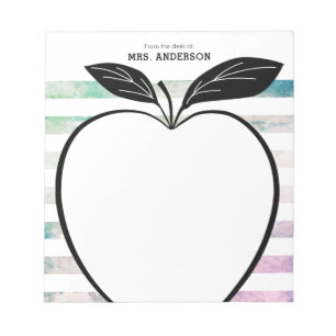 Bloc-note Du bureau de l'enseignant Pomme d'aquarelle rayure