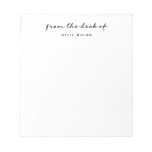 Bloc-note Du Bureau de Monogramme Script Blanc
